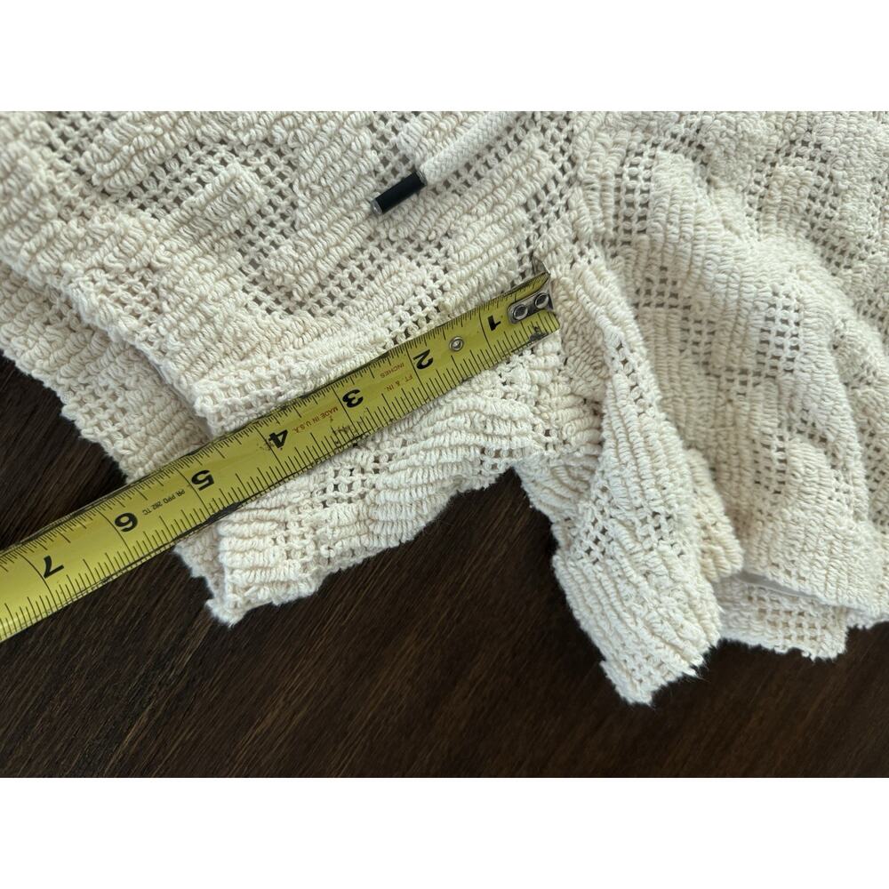 OAS Atlas Cuba Crochet Shirt Shorts Set XS Cream Resort Cabana Beach Camp Unisex - Picture 10 of 13